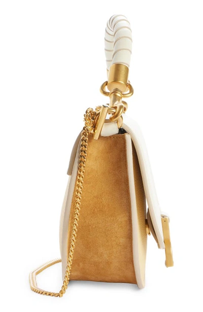 Shop Chloé Small Marcie Colorblock Leather Top Handle Bag In Misty Ivory 110