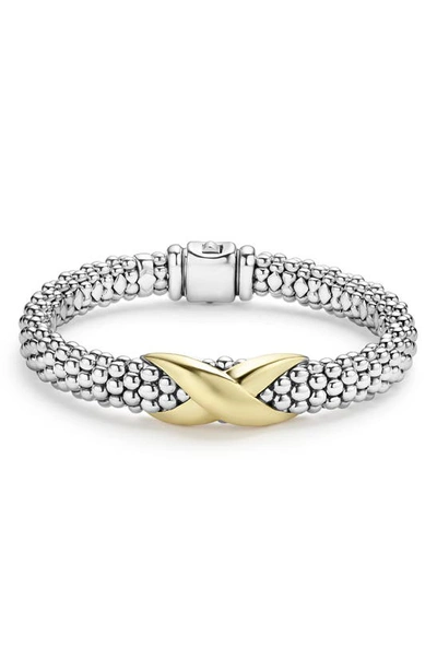 Shop Lagos Embrace Center X Bracelet In Silver/ Gold