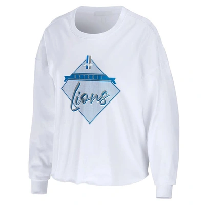 Shop Wear By Erin Andrews White Detroit Lions Domestic Cropped Long Sleeve T-shirt