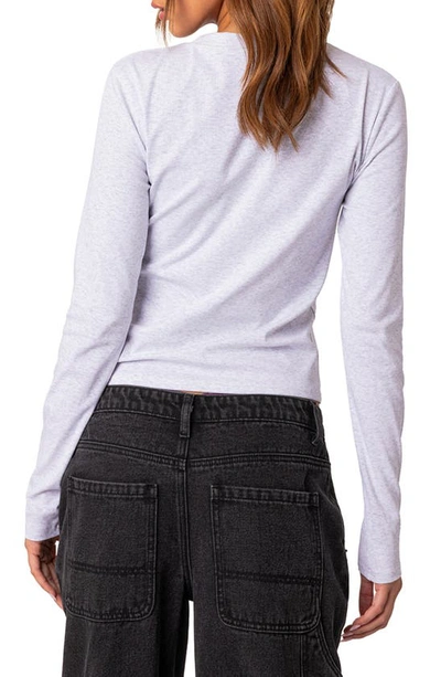Edikted Billiard Long Sleeve Graphic T-shirt In Gray-melange