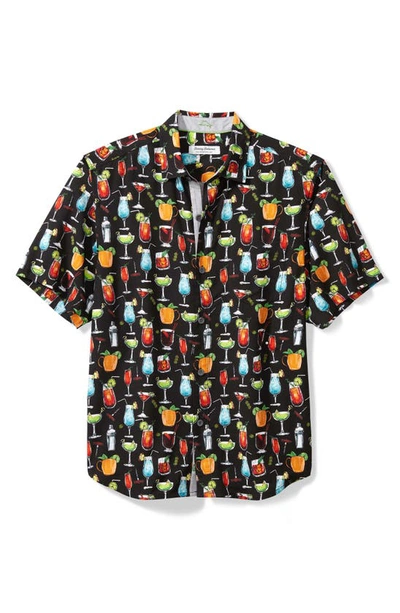 Shop Tommy Bahama Veracruz Bay All Nighter Short Sleeve Button-up Shirt In Black