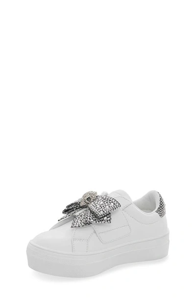 Kurt Geiger Mini Laney Crystal-embellished Bow Leather Trainers 6-7 Years In White
