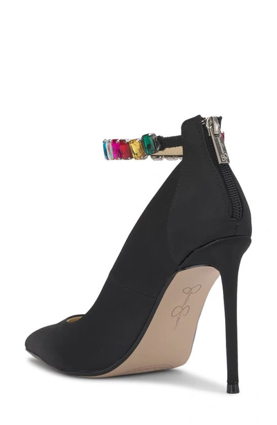 Shop Jessica Simpson Samiyah Embellished Ankle Strap Pointed Toe Pump In Black