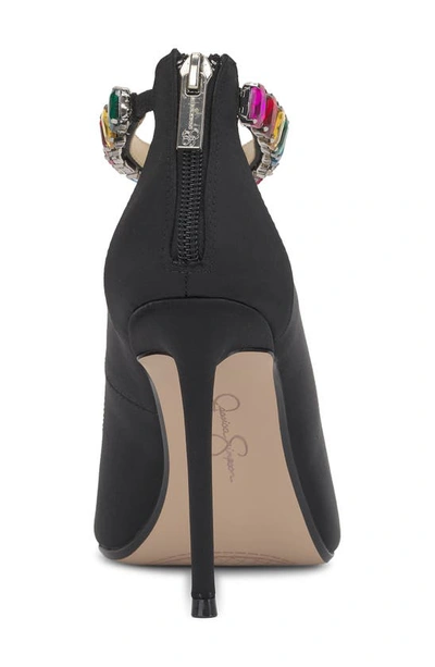 Shop Jessica Simpson Samiyah Embellished Ankle Strap Pointed Toe Pump In Black