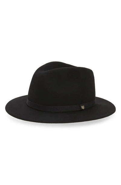 Shop Brixton Messer Packable Wool Fedora In Black/black