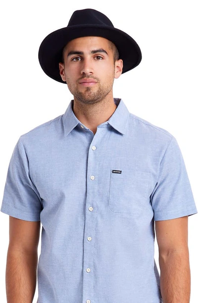 Brixton Messer Packable Wool Fedora In Black/black