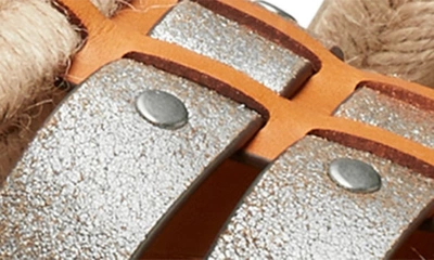 Tory Burch Fisherman Platform Espadrille In Brandy/ Silver/ Silver