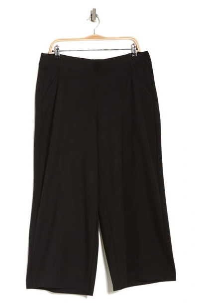 Shop Max Studio Ponte Knit Crop Wide Leg Pants In Black