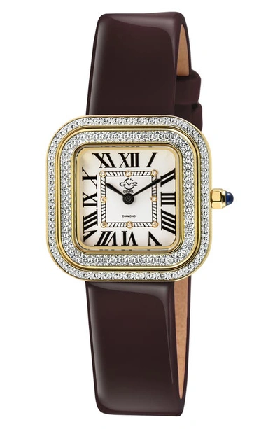 Shop Gv2 Bellagio Diamond Swiss Bracelet Watch, 30mm In Burgundy