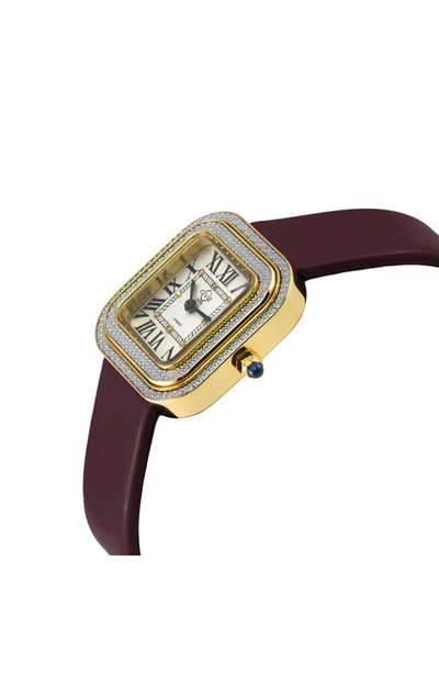 Shop Gv2 Bellagio Diamond Swiss Bracelet Watch, 30mm In Burgundy