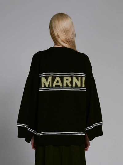 Shop Marni Black Logo Cardigan