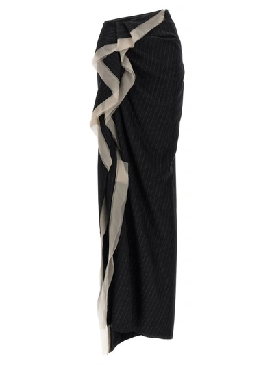 Shop Dries Van Noten 'sinam' Long Skirt In Gray