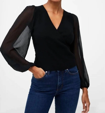 Shop French Connection Mozart Melody Mixed Long Sleeve Top In Black