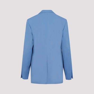 Dries Van Noten Double Breast Wool Jacket With Notch Lapel In Blue