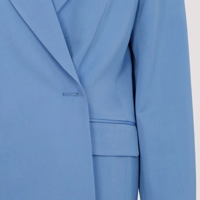Dries Van Noten Double Breast Wool Jacket With Notch Lapel In Blue