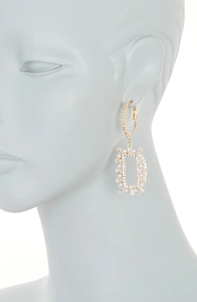 Shop Tasha Imitation Pearl & Crystal Frame Drop Earrings In Gold