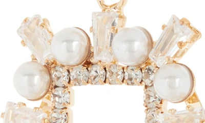 Shop Tasha Imitation Pearl & Crystal Frame Drop Earrings In Gold