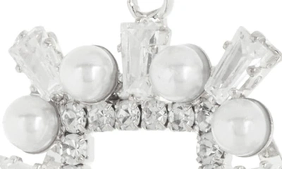 Shop Tasha Imitation Pearl & Crystal Frame Drop Earrings In Silver