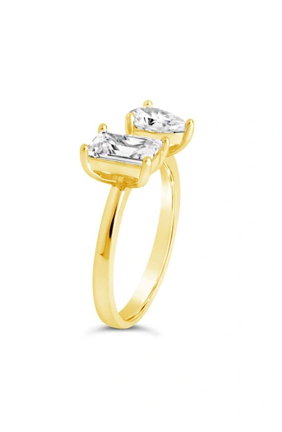 Shop Sterling Forever Cz Station Open Band Ring In Gold