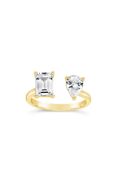 Shop Sterling Forever Cz Station Open Band Ring In Gold