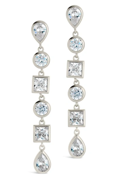 Sterling Forever Ingrid Cz Link Drop Earrings In Silver