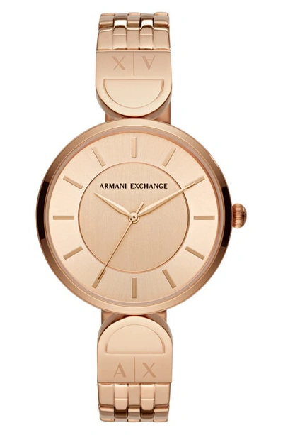 Shop Ax Armani Exchange 3-hand Bracelet Watch, 38mm In Rose Gold