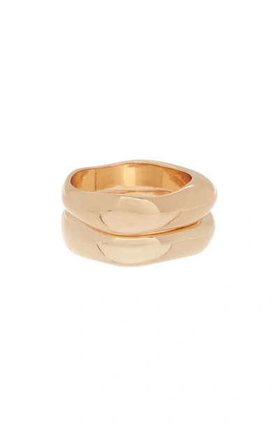 Shop Covet Abstract Set Of 2 Stacking Rings In Gold