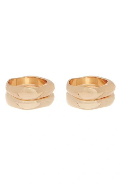 Shop Covet Abstract Set Of 2 Stacking Rings In Gold