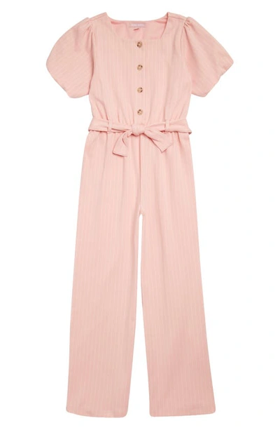 Shop Bcbg Kids' Short Sleeve Jumpsuit In Blush