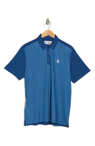 Shop Original Penguin Golf Geometric Print Golf Polo In Blue