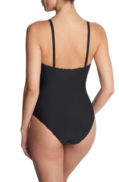 Shop Natori Riviera Reversible One-piece Swimsuit In Leopard/ Black