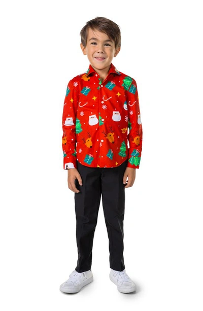 Shop Opposuits Kids' Festivity Button-up Shirt In Red