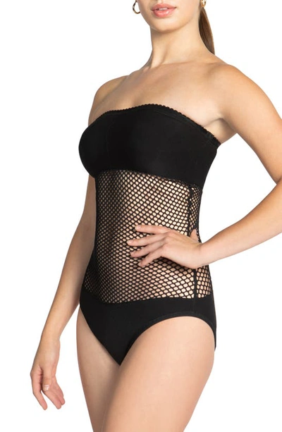 Robin Piccone Pua Strapless One-piece Swimsuit In Black
