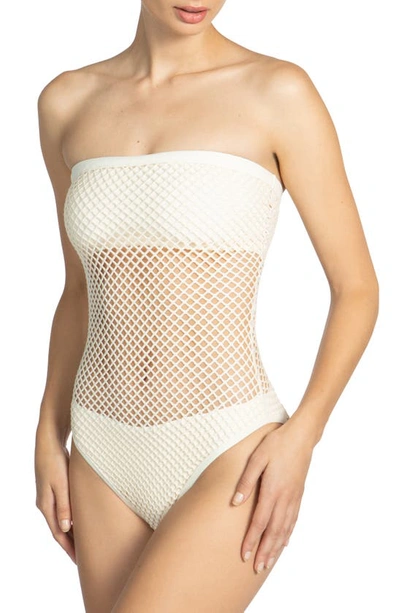 Robin Piccone Pua Strapless One-piece Swimsuit In Ecru