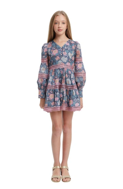 Shop Bardot Junior Kids' Carmina Floral Long Sleeve Party Dress In Wall Floral