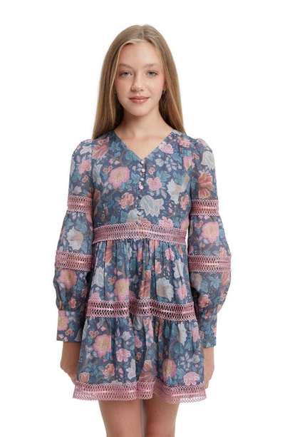 Shop Bardot Junior Kids' Carmina Floral Long Sleeve Party Dress In Wall Floral