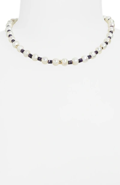 Shop Eliou Fern Freshwater Pearl & Jasper Heishi Necklace In Purple
