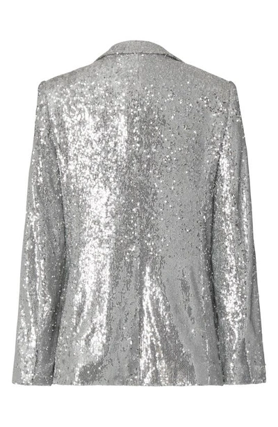 Shop Milly Alexa Sequin Blazer In Silver