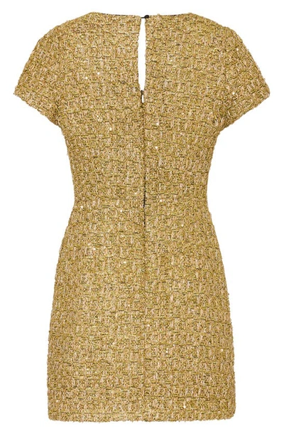 Shop Milly Rowen Metallic Tweed Minidress In Gold