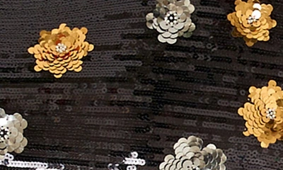 Shop Milly Selene 3d Floral Appliqué Sequin Long Sleeve Cocktail Dress In Black Multi