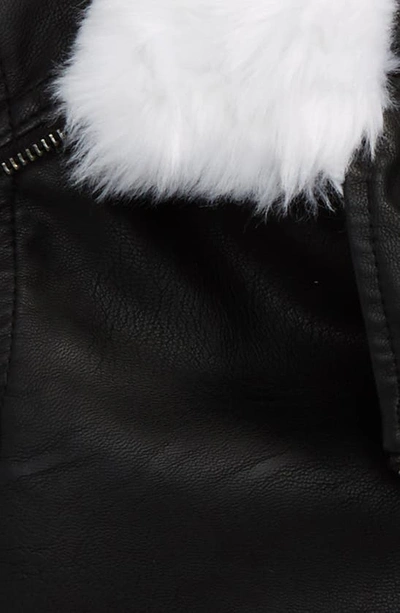 Shop Tractr Faux Leather Bomber Jacket With Faux Fur Trim In Black