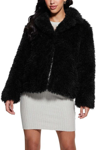 Shop Guess Penelope Faux Fur & Faux Leather Reversible Jacket In Black