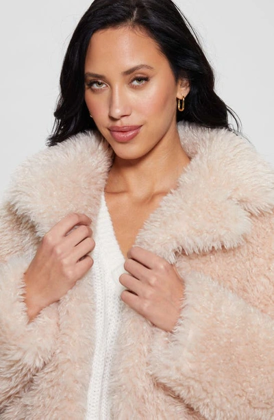 Shop Guess Penelope Faux Fur & Faux Leather Reversible Jacket In Beige