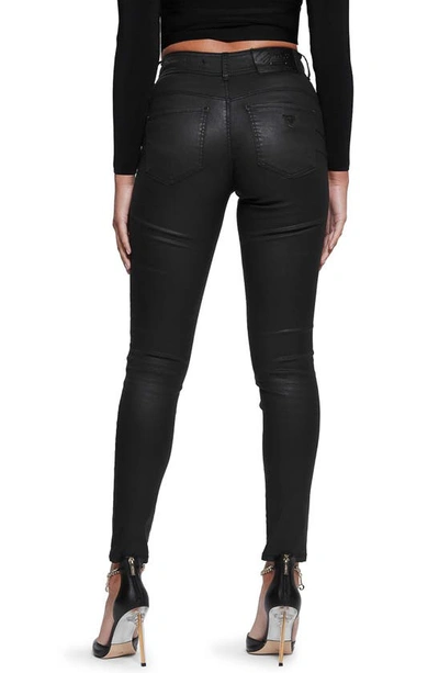 Shop Guess Shape Up Coated High Waist Straight Leg Jeans In Harr