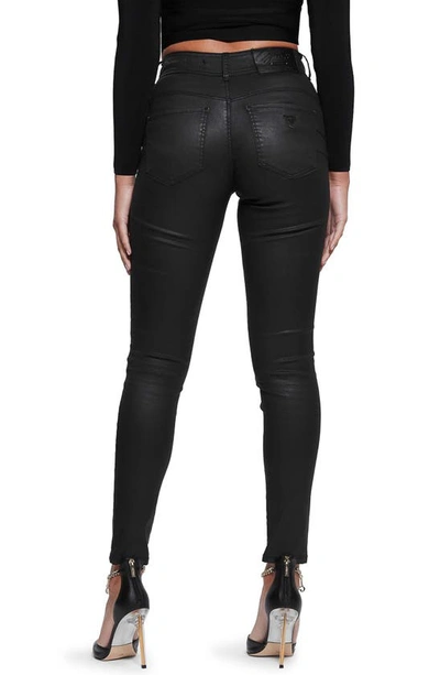 Guess Shape Up Coated High Waist Straight Leg Jeans In Harr