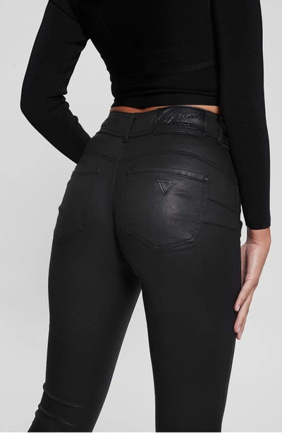 Guess Shape Up Coated High Waist Straight Leg Jeans In Harr