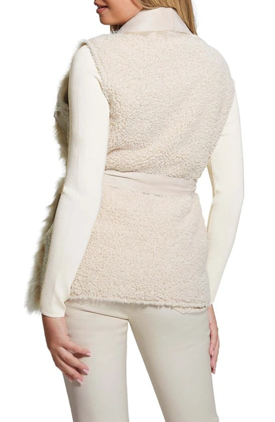Shop Guess Nami Reversible Faux Fur & Faux Suede Vest In Pearl Oyster