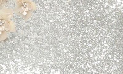 Shop Helsi Simone Floral Appliqué Long Sleeve Sequin Cocktail Dress In White/ Cream
