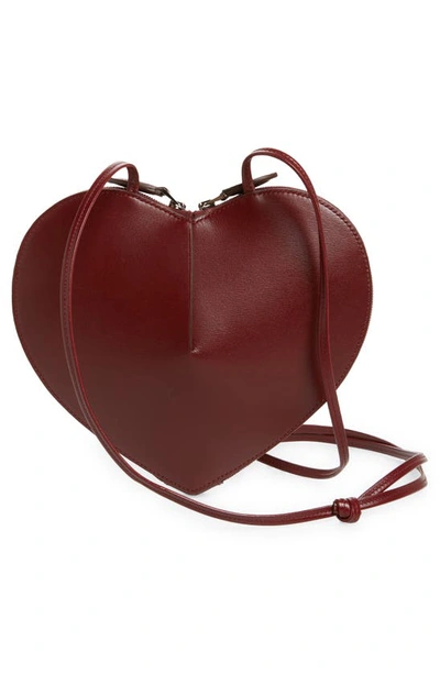 Shop Alaïa Le Coeur Leather Crossbody Bag In 325 - Rouge Grenat