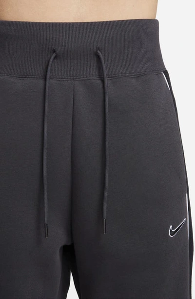 Shop Nike Phoenix High Waist Split Hem Fleece Sweatpants In Anthracite/ Black/ White
